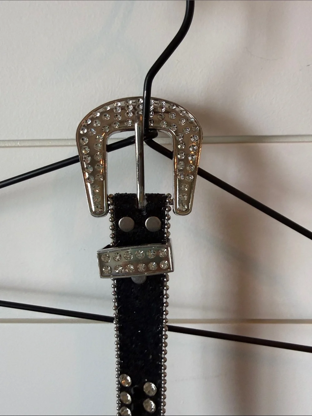 Black Rhinestone Studded Western Belt